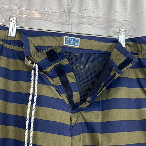 J. CREW Men W34 Long Board Shorts Swim Trunk Stripe Cargo Drawstring Velcro Tie - Picture 4 of 8